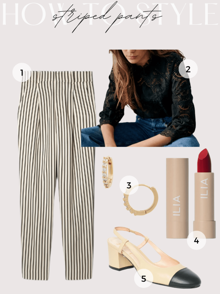 TAPERED STRIPED PANTS AND LACY TOP TAPERED STRIPED PANTS AND LACY TOP
