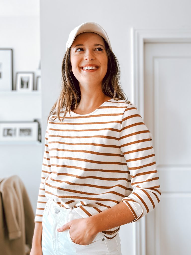 striped long sleeve top with white jeans striped long sleeve top with white jeans