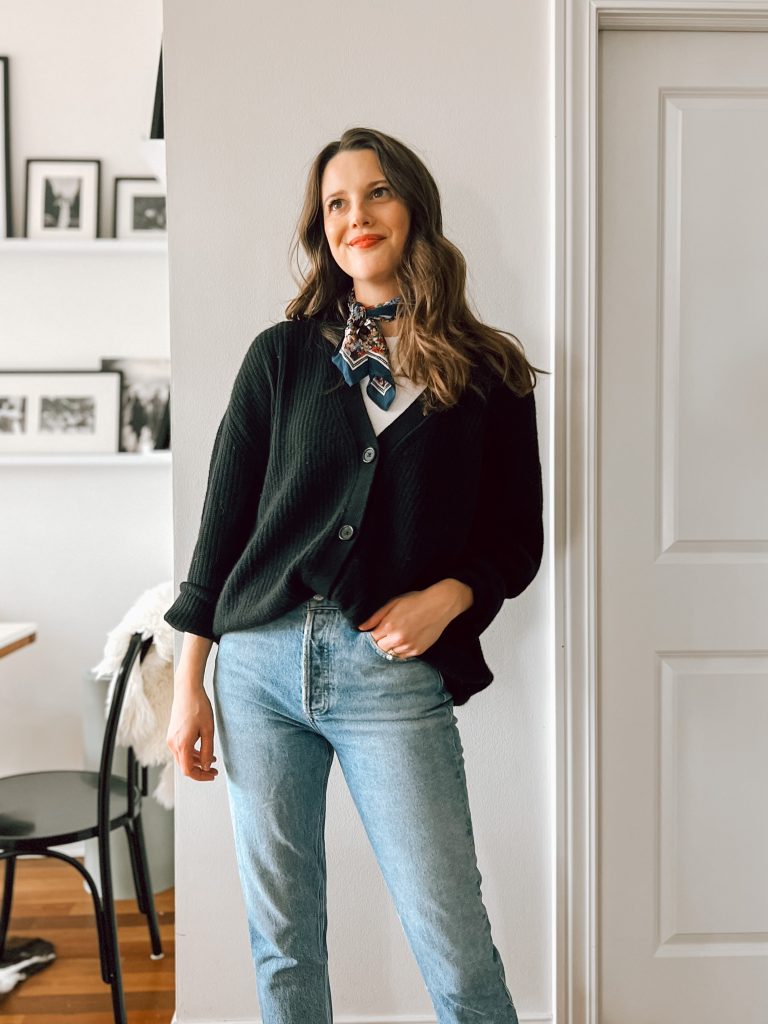 Quince cashmere cardigan review Black cardigan outfit + styling tips, plus, my Quince cashmere boyfriend cardigan review