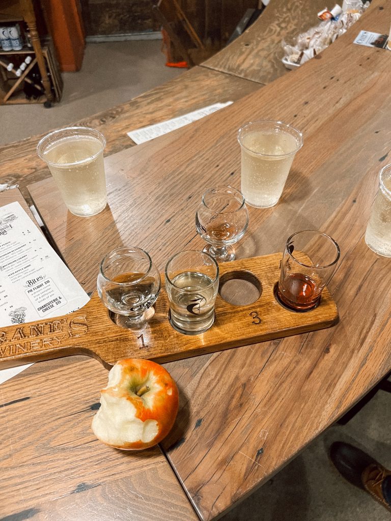 Cider tasting flight at Crane's Pie Pantry Cider tasting flight at Crane's Pie Pantry