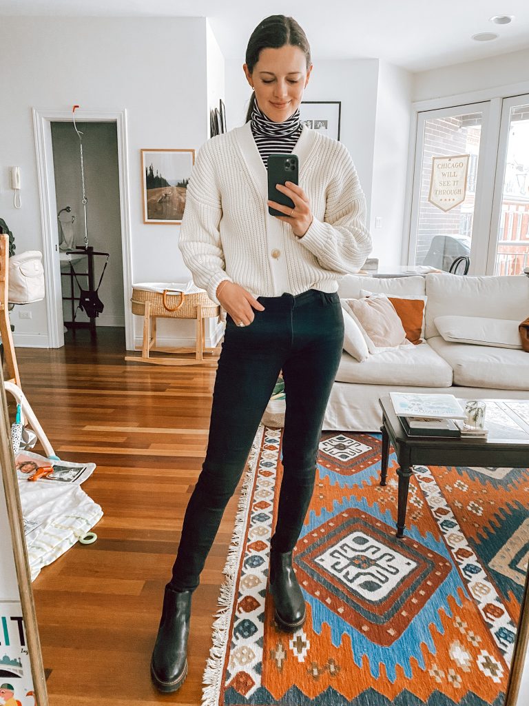 Cardigan And Jeans outfit White Sweater or Cardigan And Jeans