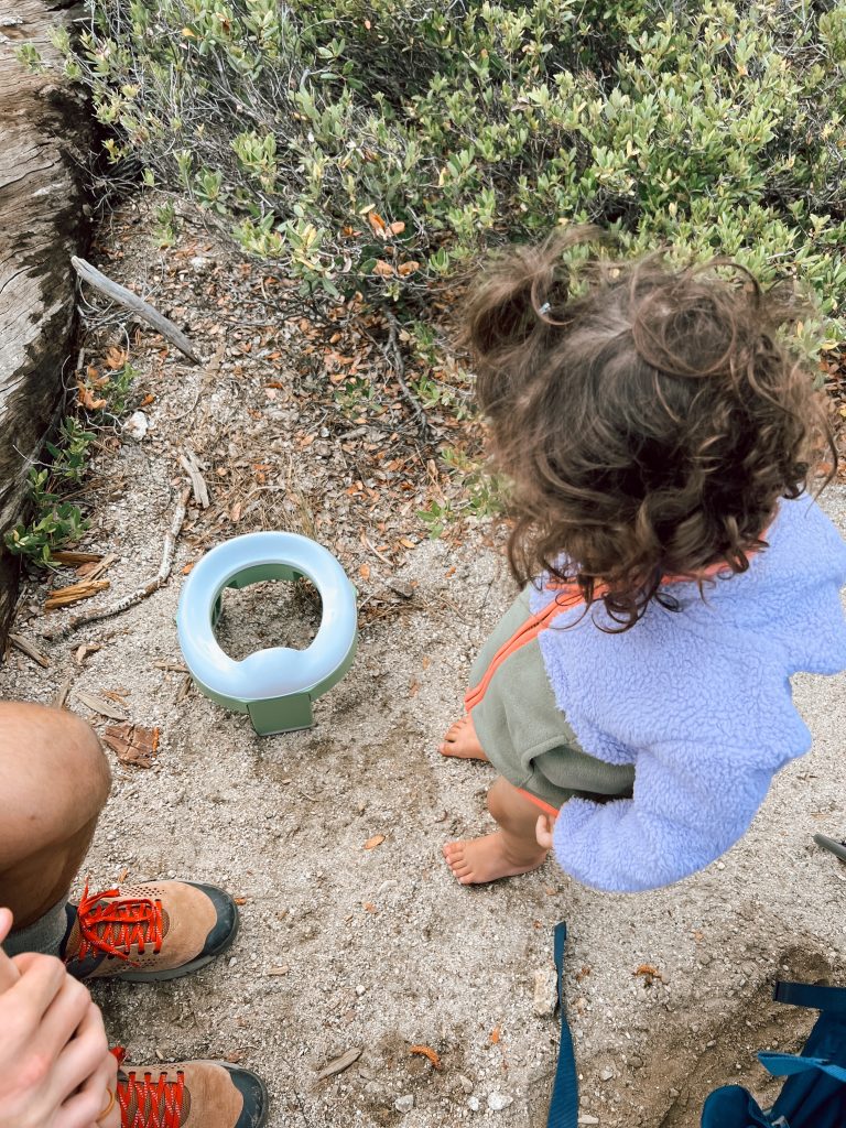 Potty training in Yosemite Potty training our toddler girl in Yosemite. Toddler girl with Amazon folding travel potty