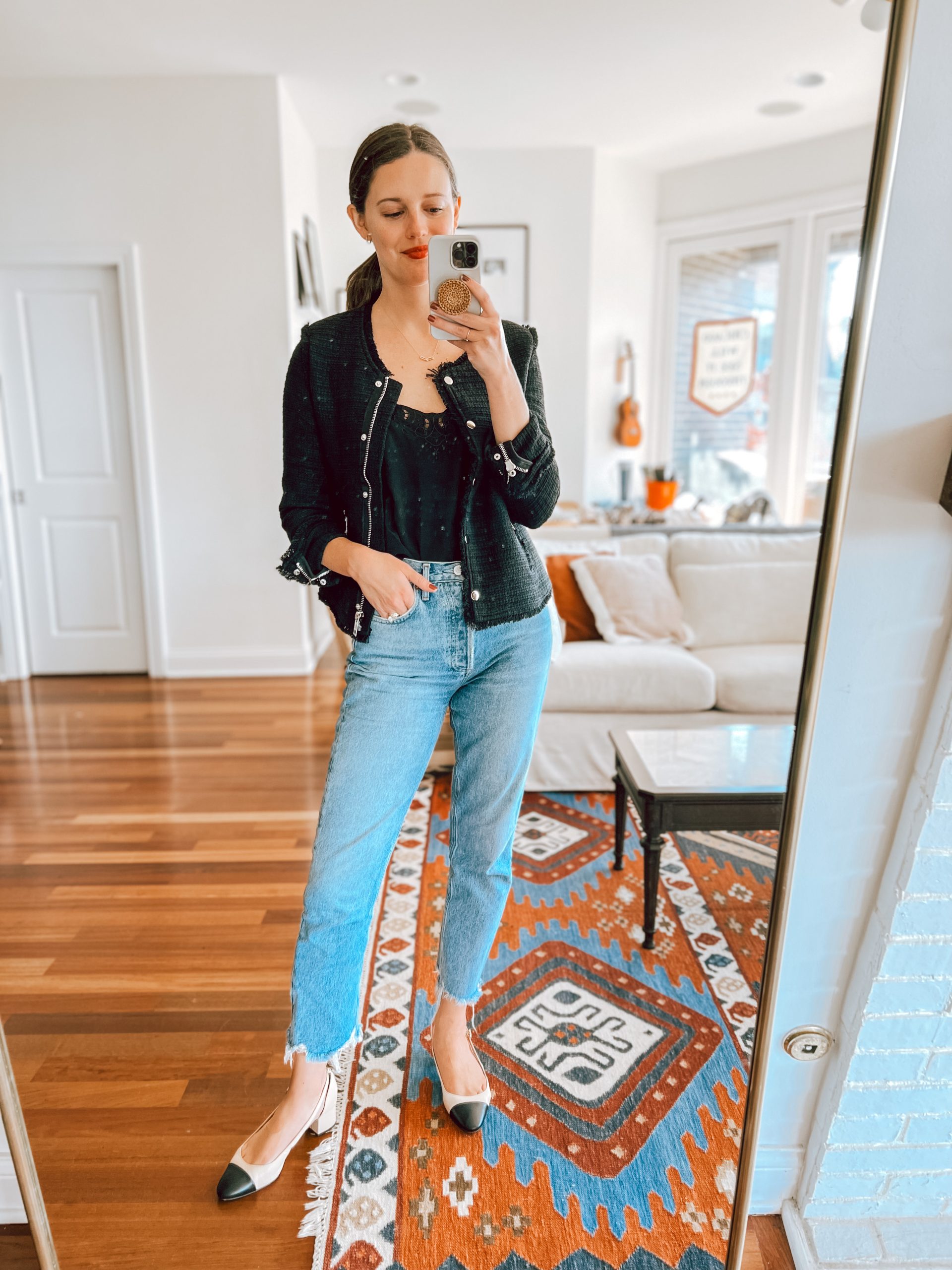 black jacket and jeans otufit Summer date night outfits